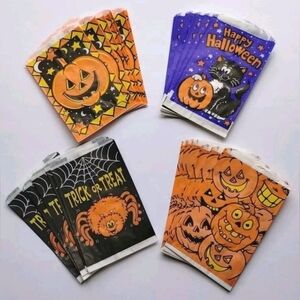 Vintage Halloween Paper Trick or Treat Candy Bags Black Cat JOL Spider X35 LOT